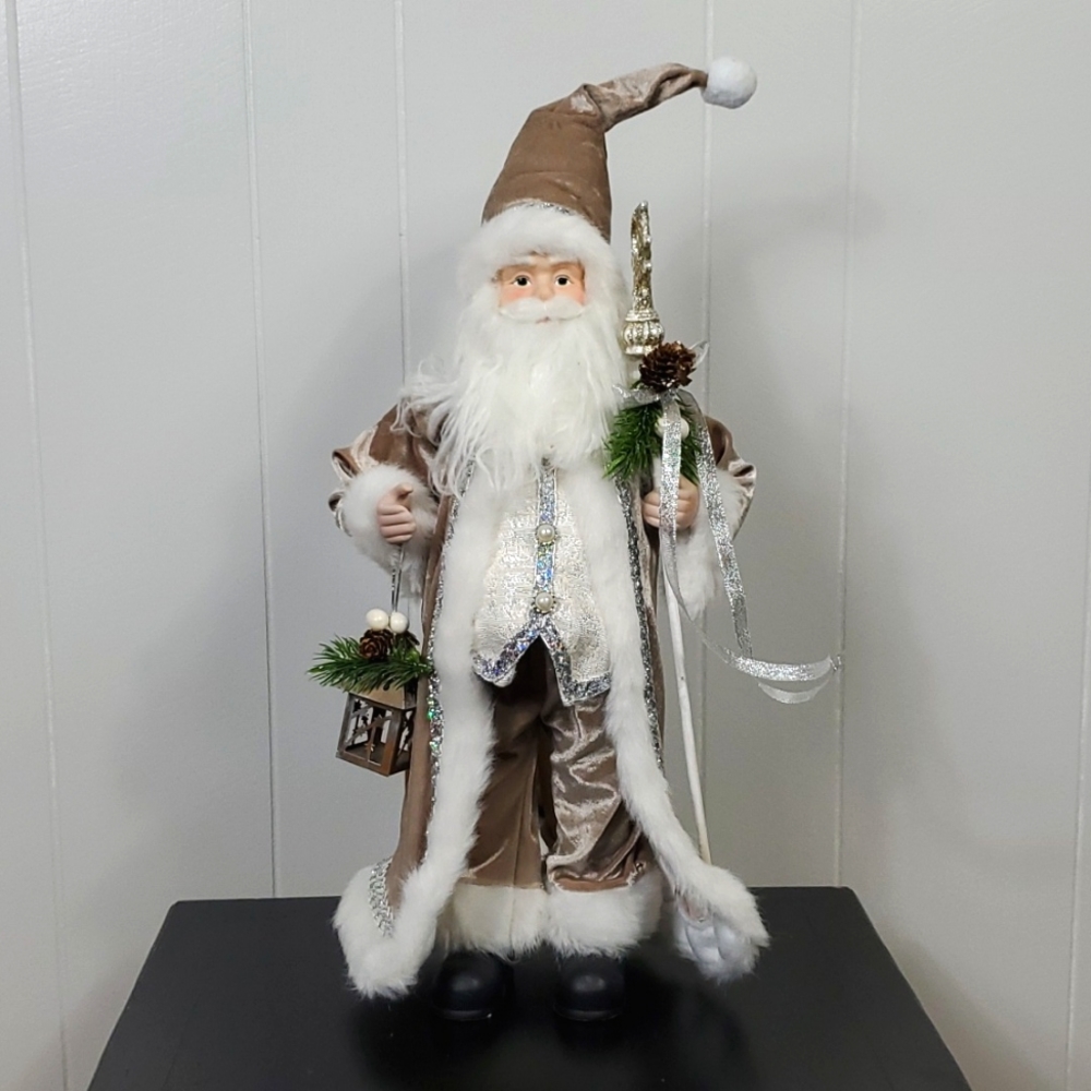 Glam Fabric Standing Santa